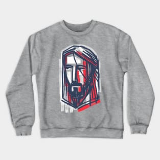 Jesus Christ face ink illustration Crewneck Sweatshirt